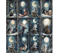 Carta di riso Forest Night, 21 x 26,5 cm (6 fogli) - Carta per decoupage, 6 disegni per collage, tecnica mista, creazione di biglietti e artigianato, decoupage CRAFT KREATIVELY