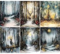 Carta di riso Foresta illuminata dalla luna, 20 x 26,6cm (6 pezzi) - 6 disegni per scrapbooking, cartoline, artigianato, decoupage da CRAFT KREATIVELY biglietti artigianali Craft Kreatively