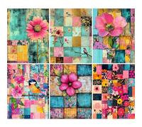 Carta di riso patchwork hippy, 21 x 27 cm, per decoupage, per mobili, tecnica mista, biglietti e artigianato, decoupage CRAFT KREATIVELY