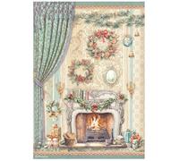 Carta di Riso per Découpage The Nutcracker Caminetto Natalizio con Fiamme A4 Rice Paper Natale