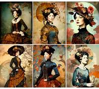 Carta di riso vintage da donna, 20 x 26,5 cm (6 fogli) - 6 x carte di bellezza per decoupage per collage, tecnica mista, creazione di biglietti e artigianato, decoupage CRAFT KREATIVELY