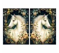 Carta di riso White Horse, formato A3+, 29 x 40,5 cm (2 pezzi), coppia sinistra e destra, per decoupage, poster, mobili e progetti artigianali CRAFT KREATIVELY