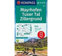 Carta escursionistica Kom 037. Mayrhofen, Tuxer Tal, Zillergrund: 3in1 Wanderkarte mit Aktiv Guide inklusive Karte zur offline Verwendung in der KOMPASS-App. Fahrradfahren. Skitouren. Langlaufen.