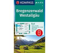 Carta escursionistica Kom 2. Bregenzerwald, Westallgäu: 5in1 Wanderkarte mit Aktiv Guide, Detailkarten und Panorama inklusive Karte zur offline ... Fahrradfahren. Skitouren. Langlaufen.
