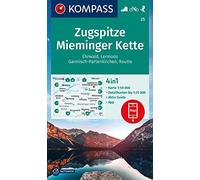 Carta escursionistica Kom 25. Zugspitze, Mieminger Kette, Ehrwald, Lermoos, Garmisch-Partenkirchen, Reutte: Wandelkaart Schaal 1 : 50.000