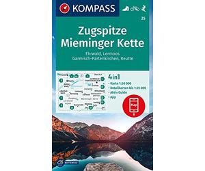 Carta escursionistica Kom 25. Zugspitze, Mieminger Kette, Ehrwald, Lermoos, Garmisch-Partenkirchen, Reutte: Wandelkaart Schaal 1 : 50.000