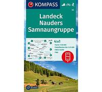 Carta escursionistica Kom 42. Landeck, Nauders, Samnaungruppe: 4in1 Wanderkarte, mit Aktiv Guide und Detailkarten inklusive Karte zur offline Verwendung in der KOMPASS-App. Fahrradfahren. Skitouren.