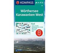 Carta escursionistica Kom 61. Wörthersee, Karawanken West: 5in1 Wanderkarte, mit Panorama, Aktiv Guide und Detailkarten inklusive Karte zur offline ... Fahrradfahren. Skitouren. Langlaufen.