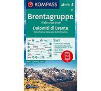 Carta escursionistica Kom 73. Brentagruppe, Weltnaturerbe, Dolomiti di Brenta: 5in1 Wanderkarte mit Panorama, Aktiv Guide und Detailkarten inklusive ... in der KOMPASS-App. Fahrradfahren. Skitouren.