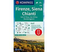 Carta escursionistica n. 2458. Firenze, Siena, Chianti, Val di Pesa, Val d'Elsa, Monteriggioni 1:50.000. Ediz. italiana, tedesca, inglese e francese: ... Verwendung in der KOMPASS-App. Fahrradfahren.