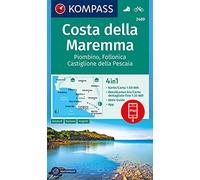 Carta escursionistica n. 2469. Costa della Maremma, Piombino, Follonica Castiglione della Pescaia 1:50.000. Ediz. italiana, tedesca e inglese: 4in1 ... Verwendung in der KOMPASS-App. Fahrradfahren.