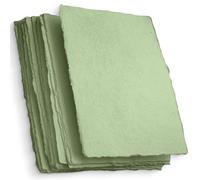 Carta fatta a mano, formato A4, verde, con bordo Deckle - 150 GSM, stampa a freddo, in cotone riciclato, per la creazione di biglietti, arti e mestieri, scrittori, acquerello, 50 fogli, 21 x 30 cm