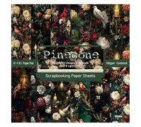 Carta for sfondo album, Natale, 24 fogli 6"x6" con motivi floreali e stampe su un solo lato di pigne, confezione da