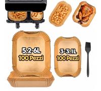 Carta Forno di Friggitrice ad Aria per Philips 3000 Series 6L/3L, 200 Pezzi Contenitori per Friggitrice ad Aria Philips Airfryer Serie 3000, Accessori Friggitrice ad Aria Cecotec 5.5L/3.5L (Giallo)