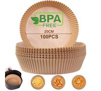 Carta Forno per Friggitrice ad Aria 100 Pezzi 20-24 cm Carta Pergamena Rotondo