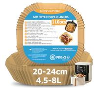 carta forno per friggitrice ad aria 110 pezzi Adatta per friggitrice ad aria calda da 4,5L-8L Senza BPA carta per friggitrice ad aria 20-24cm Compatibile con COSORI Airfryer Cecotec Philips