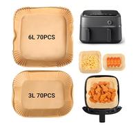 Carta Forno Per Friggitrice Ad Aria 140 Pezzi 6L e 3L Carta Air Fryer Antiaderente Rettangolare Resistente al Calore per carta Air Fryer e Friggitrici ad Aria