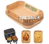 Carta Forno per Friggitrice ad Aria, 200 Pezzi Carta da Forno Accessori Riutilizzabili per Friggitrice ad Aria per 7.5-9.5L Ninja AF300EU AF400EU e Altre Friggitrici ad Aria Dual Zone