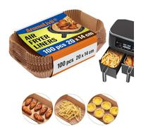 Carta forno per friggitrice ad aria Ninja,100 Pezzi, 20x14cm rettangolare, pirottini fogli contenitore vaschette accessori vassoi per Ninja Foodi Air Fryer [AF500EU 10,4L | AF400EUCP AF300EU AF200EU]