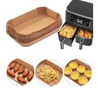 Carta forno per friggitrice ad aria Ninja,100 Pezzi, 20x14cm rettangolare, pirottini fogli contenitore vaschette accessori vassoi per Ninja Foodi Air Fryer [AF500EU 10,4L | AF400EUCP AF300EU AF200EU]