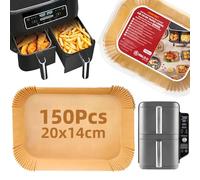 Carta Forno per Friggitrice ad Aria Ninja SL400EU AF300EU AF400EU, 150 Pezzi Spessa 20x14cm Rettangolare Air Fryer Accessori Compatibile con Ninja Foodi Dual Zone e Altri Dual Airfryer