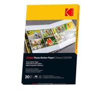 KODAK Photo Sticker Paper - Carta Fotografica Autoadesiva, Finitura Lucida, Confezione da 20 Fogli, Formato A6 (10x15 cm), 120 gsm, Compatibile con Stampanti a Inchiostro
