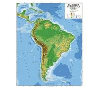 CARTA GEOGRAFICA AMERICA MERIDIONALE PLASTIFICATA FISICA - POLITICA 100x140 CM.