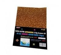 CARTA GLITTERATA AUTOADESIVA FORMATO A4 210 GRAMMI BRONZO (10)
