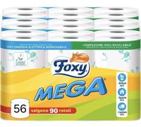 Carta Igienica Foxy 56 Rotoloni Doppio Velo Decorata MEGA Bianca 480strappi X1