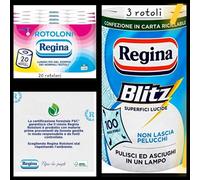 Carta Igienica Regina Rotoloni 20 Rotoli 500 Strappi Doppio Velo + 3 Blitz