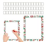 Carta Intestata Per Il Natale,50 Pezzi Design Bordi Festivi Fogli per le Feste | Carta Da Stampante Per Occasioni Festive | per Computer Ufficio Scuola Forniture Stampa