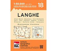 Carta n. 18 Langhe meridionali 1:50.000. Carta dei sentieri e dei rifugi: Altare - Barolo-Bossolasco-Cairo Montenotte- Carrù- Ceva- Cherasco-Dogliani- La Morra-Millesimo- Monforte d'Alba- Murazzano