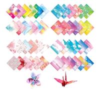 Carta Origami, 200 Fogli di Carta Pieghevole , 15 x 15 cm Origami Double Face, Carta Origami Colorata per Progetti di Artigianato fai-da-te, Motivo Floreale
