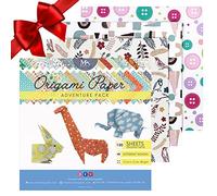 Carta Origami Adventure Pack - 120 Fogli - Carta Giapponese con Stampe Floreali, Di Animali, Azteche e Geometriche - Crea Fiori, Gru, Gufi, Draghi, Animali - Origami per Bambini - MozArt Supplies