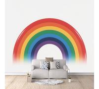 Carta Parati 3D Arcobaleno Lineare, Carta Da Parati 3D xxl Geometrico Astratto 300X256cm Qualità Premium Rinfresca Subito Gli Interni Tessuto Non Tessuto Resistente Duraturo E