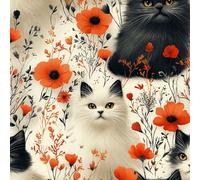 Carta Parati Adesiva 40 cm x 5 m Modello Gatto Carino Fiori Rosa Stampa 3D ad Alta Definizione Facile da Pulire Durevole Resistente all'Umidità Ideale per Soggiorno Camera da Letto Ufficio