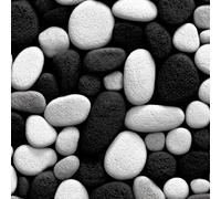 Carta Parati Adesiva 53 cm x 10 m Modello Nero Grigio Ciottoli Stampa 3D ad Alta Definizione Facile da Pulire Durevole Resistente all'Umidità Ideale per Soggiorno Camera da Letto Ufficio