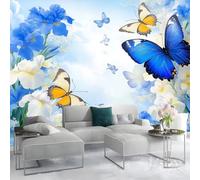 carta parati adesiva Acquerello Farfalla Blu Iris 400 x 280 cm impermeabile Rimovibile Adesivi Muro Decorazione Murale Parati Poster, Per Camerette Bambini Camera da Letto Soggiorno