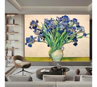 carta parati adesiva Stile Pittura A Olio Vaso Iris Blu 250 x 175 cm impermeabile Rimovibile Adesivi Muro Decorazione Murale Parati Poster, Per Camerette Bambini Camera da Letto Soggiorno