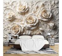 Carta Parati Autoadesiva 3D in Rilievo 250 X 360 cm Murale Romantico con Rose in Rilievo Rimovibile Impermeabile Decorazione Moderna per la Casa Ideale per Soggiorno Camera Letto.