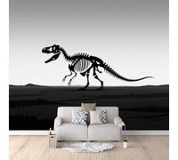 Carta Parati Camera Da Letto Scheletro Di Dinosauro, Carta Parati Serie In Bianco E Nero 400X280cm Aggiorna Lo Stile Della Casa Copre Le Imperfezioni Del Muro Traspirante E Antiumidità Montaggio