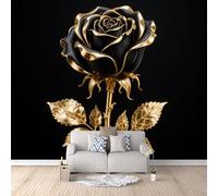 Carta Parati Fiore Sul Nero, Carta Parati Rosa D'Oro 200X140cm Effetto Lusso Soluzione Di Rinnovamento Rapida Adatto A Camere Da Letto E Camerette Allineamento Preciso Trasforma La Tua Stanza