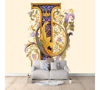 Carta Parati Lettera Fiore 3D Effetto 300x210 cm Carta da Parati Arte Moderna Fotomurale Tessuto non Tessuto Senza Supporto Adesivo Facile da Installare Sala da Pranzo Corridoio Fotomurale da Parete