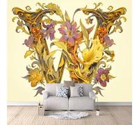 Carta Parati Lettera Fiore 3D Effetto 400x280 cm Carta da Parati Arte Moderna Fotomurale Tessuto non Tessuto Senza Supporto Adesivo Facile da Installare Sala da Pranzo Corridoio Fotomurale da Parete