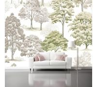 Carta Parati Murale 200 x 140 cm Poster Fotomurale Non Tessuto, per Soggiorno Camera Letto Ufficio Grigio Carta da Parati Panoramica 3D Ricco Botanico Pino Foresta di Querce Decorazione da Parete