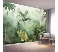 Carta Parati Murale 350 x 256 cm Poster Fotomurale Non Tessuto, per Soggiorno Camera Letto Ufficio Verde Carta da Parati Panoramica 3D Tropicale Verde Foresta pluviale Decorazione da Parete