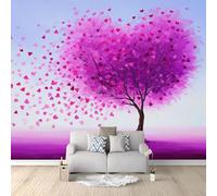 Carta Parati Murale Moderna Albero Dell'Amore Viola 300x210 cm Fotomurale Poster Non Tessuto, Carta da Parati Panoramica 3D per Soggiorno, Camera Letto, Camera Bambini