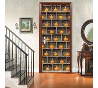 Carta Parati Porta Libreria a forma di zucca Fotomurali Autoadesivi Per Porte In Vinile, Impermeabile Carta da Parati Soggiorno Cucina Camerette Applique Poster 90 x 200 cm