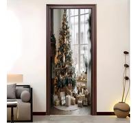 Carta Parati Porta Rimovibile 80x210 cm Caldo Tema Natalizio Adesivi Per Porte Interne Poster Carta Da Parati Soggiorno Cucina Camerette Bagno Albero di Natale Autoadesivo Murale Decorazione
