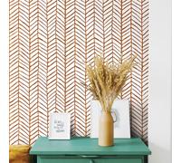 Carta Parati Righe Arancione,44.5 x 500cm Carta da Parati Adesiva Bianco e Arancio Geometrica Parato Adesivo per Parete Righe Verticali Pellicola Adesiva per Mobili,Camera da Letto,Soggiorno,Bagno